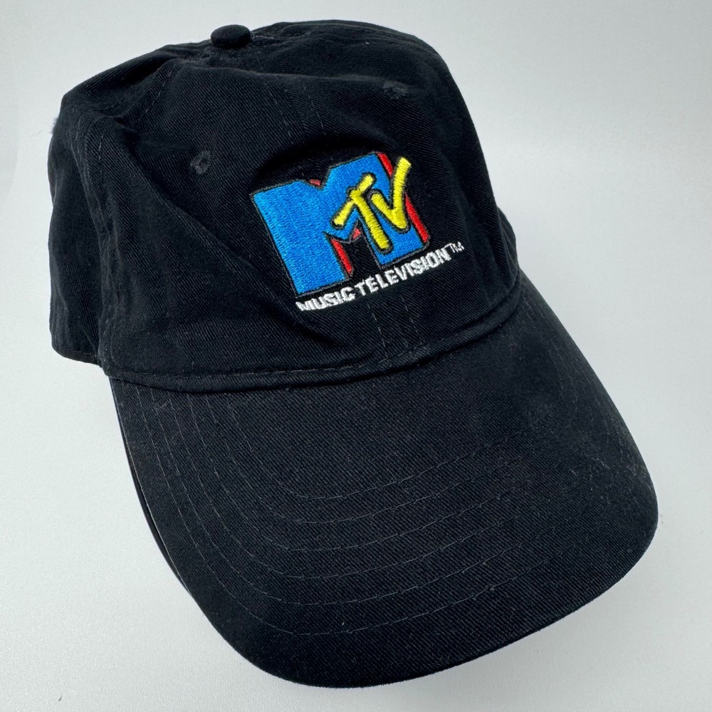 MTV Music Television Baseball‎ Hat Black Embroidered Logo Strapback